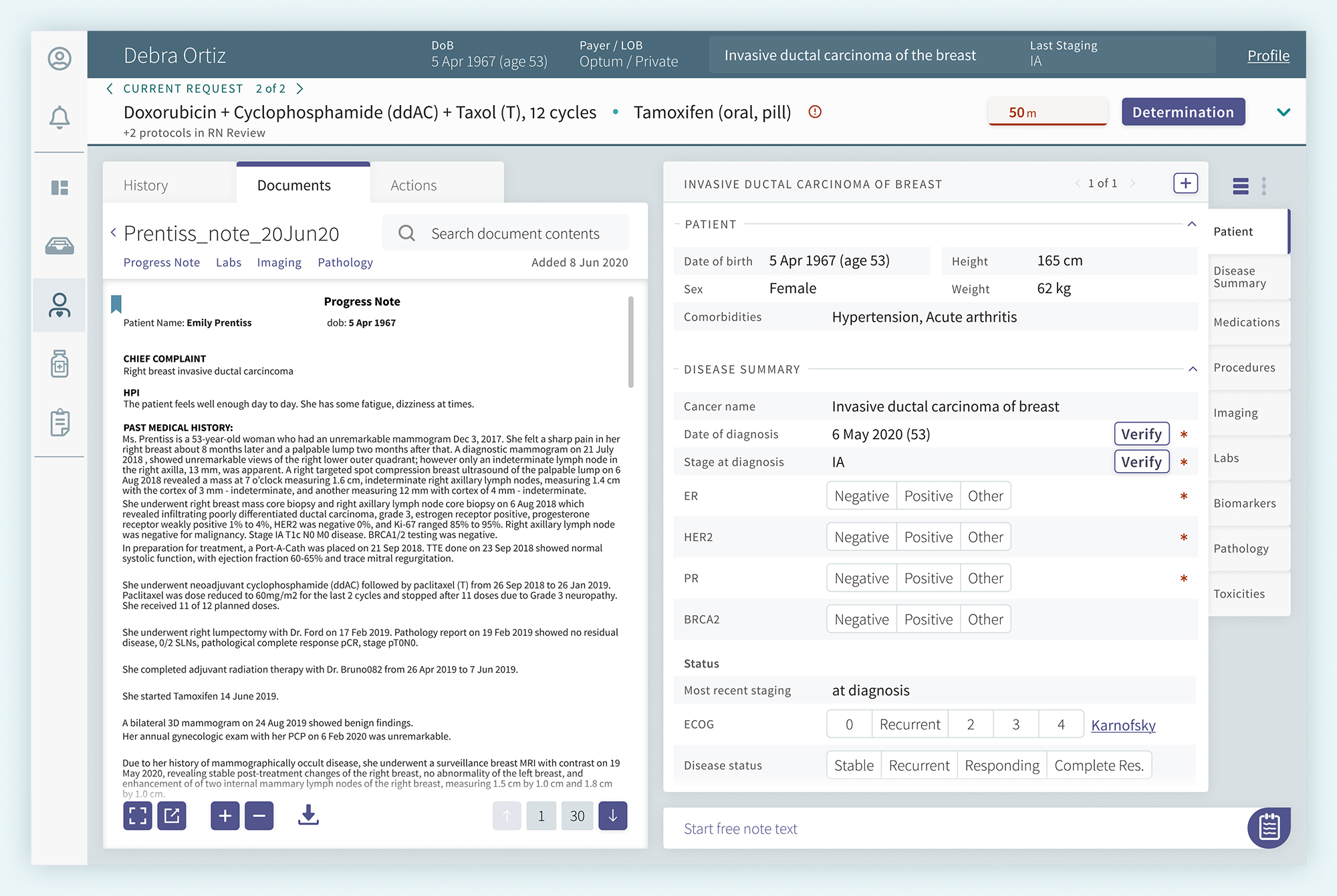 Displaying the document tab besides the patient record tab